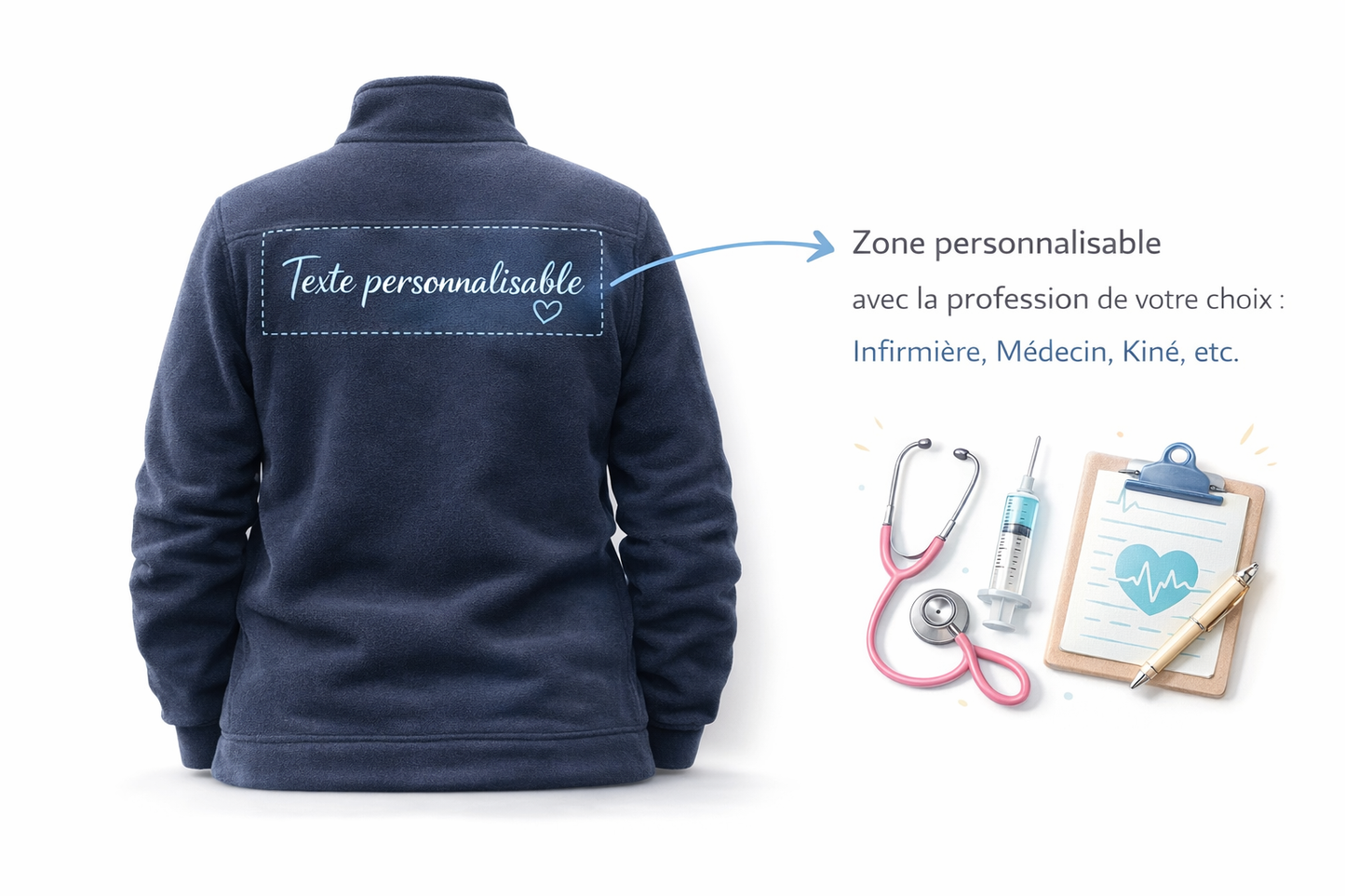 polaire personnalisable bleu marine